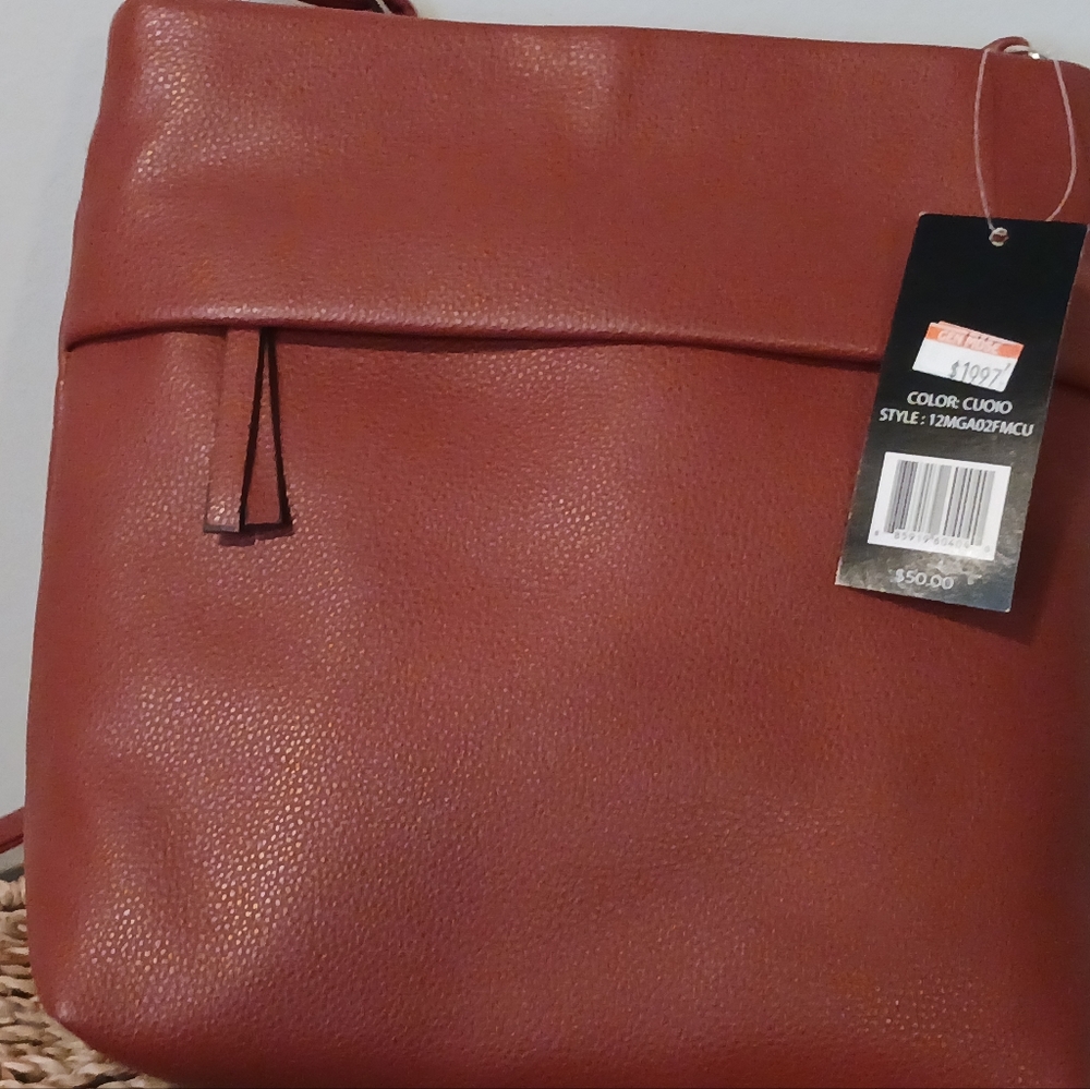 Blown faux leather crossbody